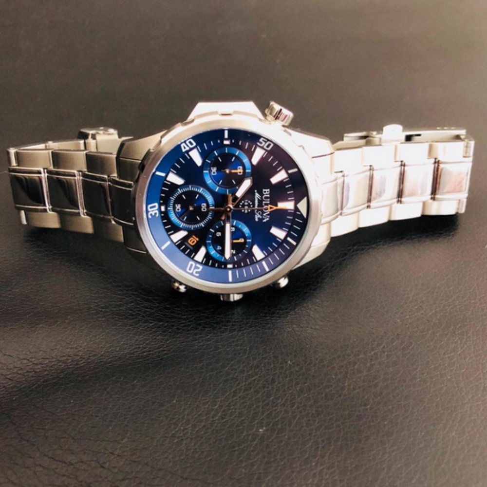 Bulova Men's Marine Star Chronograph Watch, 43mm, Stainless Steel/Bluev 96B256